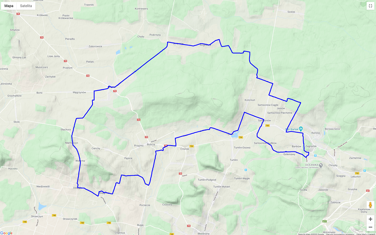 Szlak rowerowy o długości 50.2 kilometra 